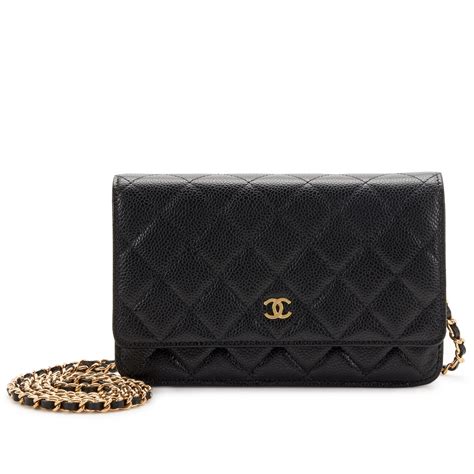 chanel wallet on chain black caviar gold hardware